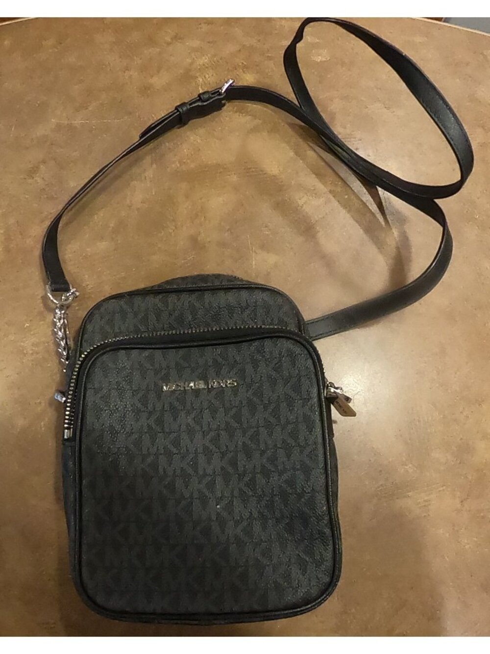 Michael Kors Black Signature Monogram Crossbody Bag With Adjustable Strap